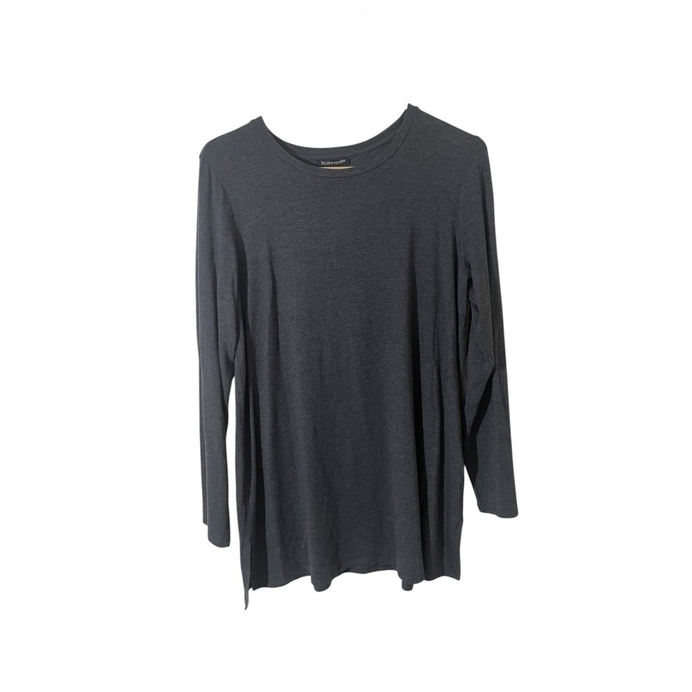 Eileen Fisher Medium Grey Long Sleeve Tunic Tencel Minimalistic Lagenlook Capsul - Picture 1 of 5